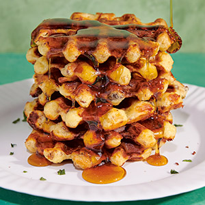 Cheesy Sausage and Sage Waffles