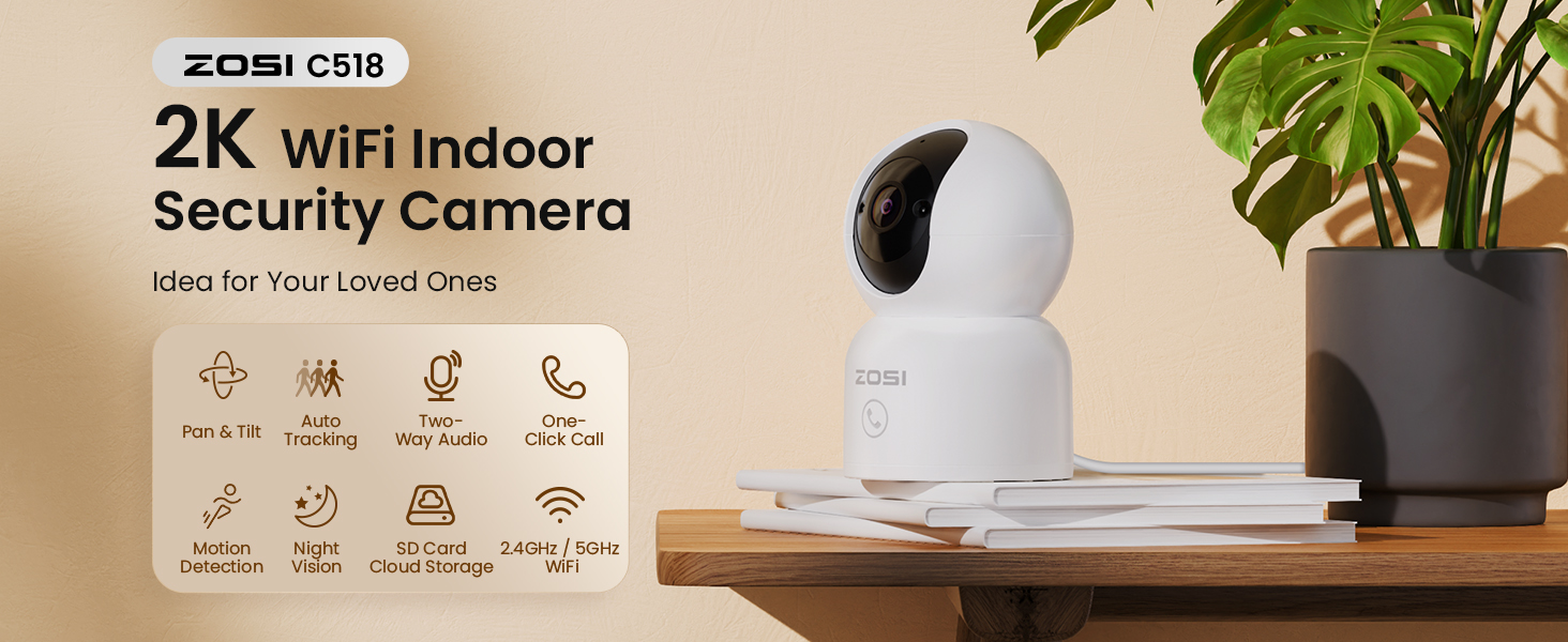 ZOSI Indoor Pan/Tilt Smart Security Camera