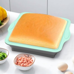Non-Stick Silicone 8x8 Square Cake and Brownie Pan with Easy Grip Steel Frame Handles