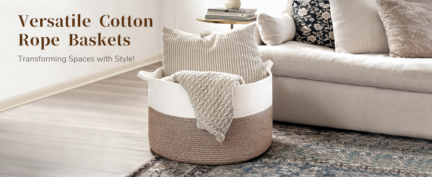 INDRESSME XXXLarge Cotton Rope Basket