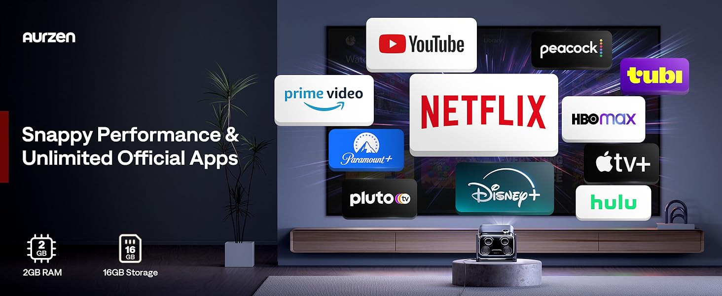 Aurzen BOOM mini 4-in-1 Smart Projector Built-in Google TV