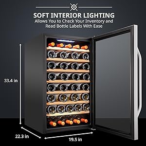 Ivation wine cooler Soft interior lighting