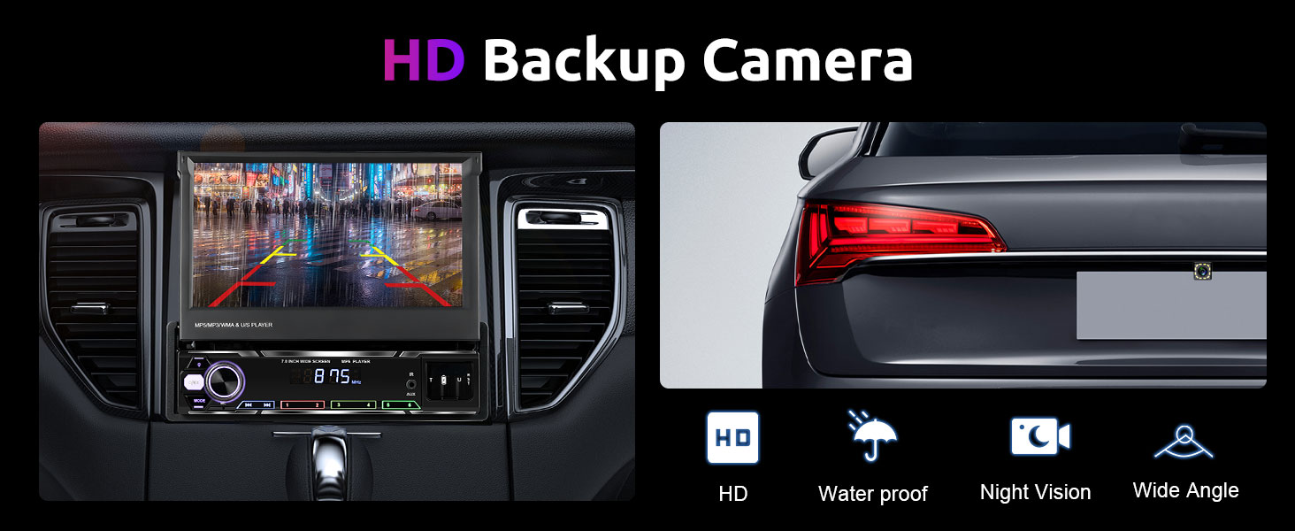 Car radio with backup camera
