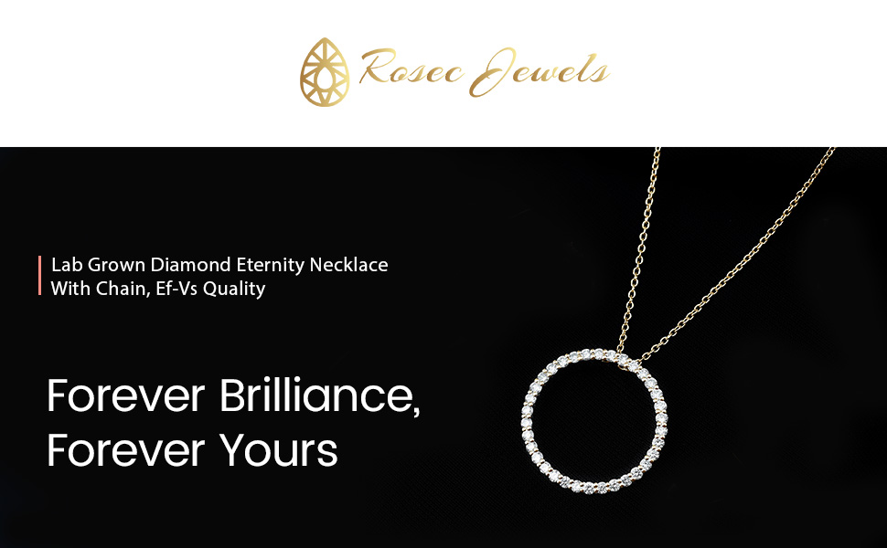 Lab Grown Diamond Eternity Necklace, Ef-Vs Quality, Diamond Circle Pendant With Chain
