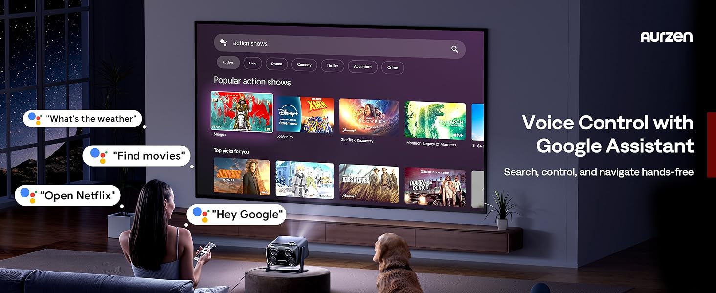 Aurzen BOOM mini 4-in-1 Smart Projector Built-in Google TV