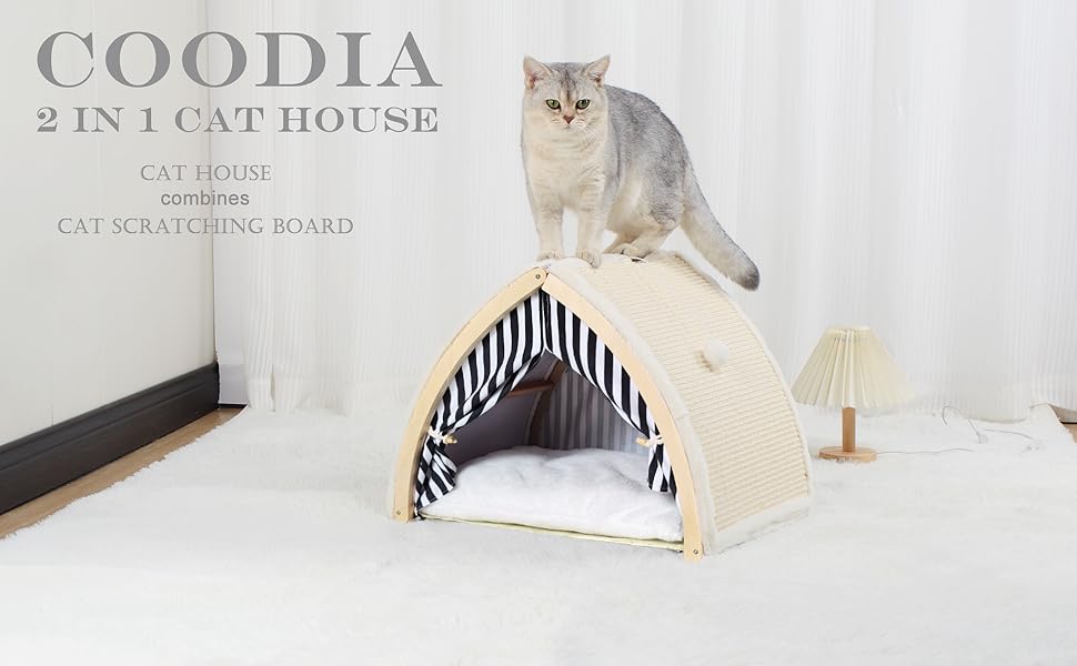 cat house with scratching board