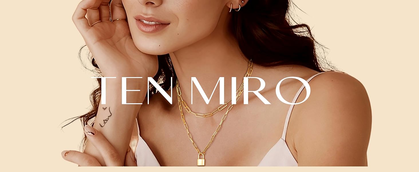 TEN MIRO 18k Gold Layered Chunky Paperclip Link Chain Necklace