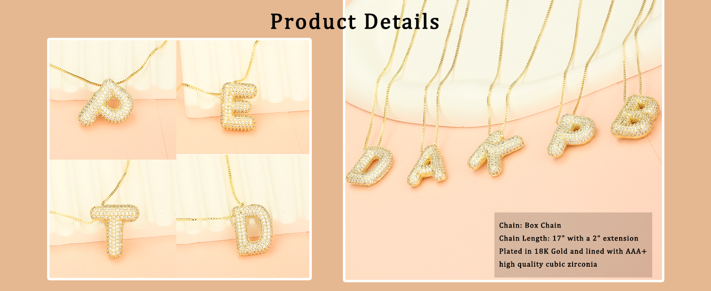 Bubble Letter Necklace Gold