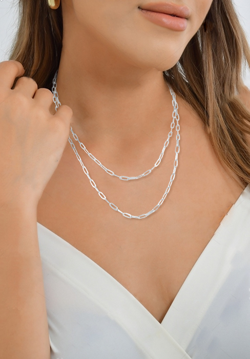 Silver Paperclip Necklace 