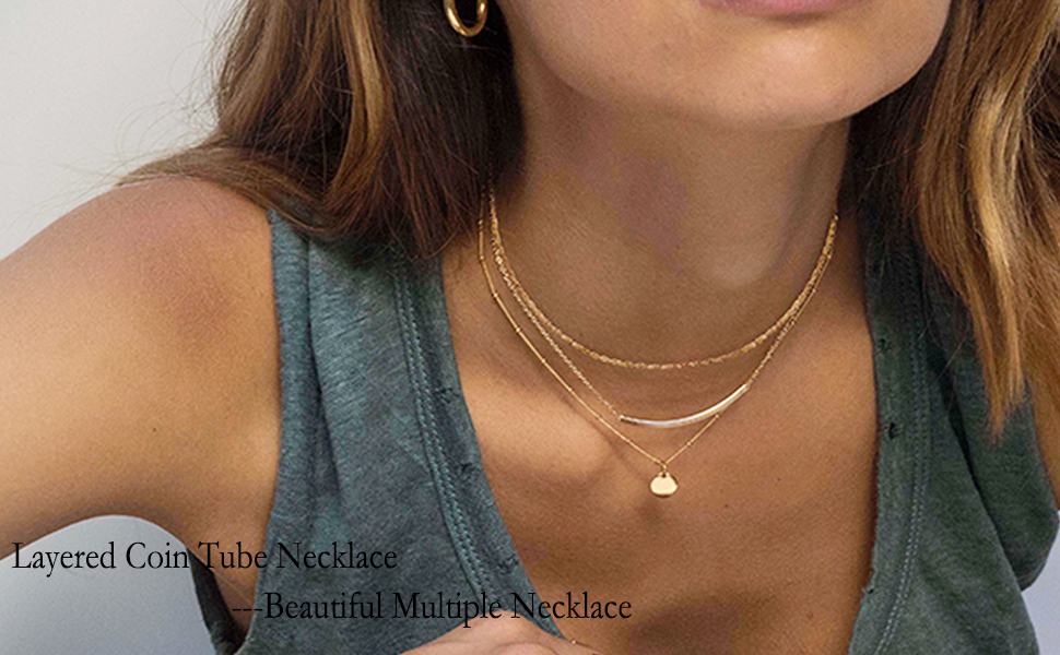 layered coin tube necklaces