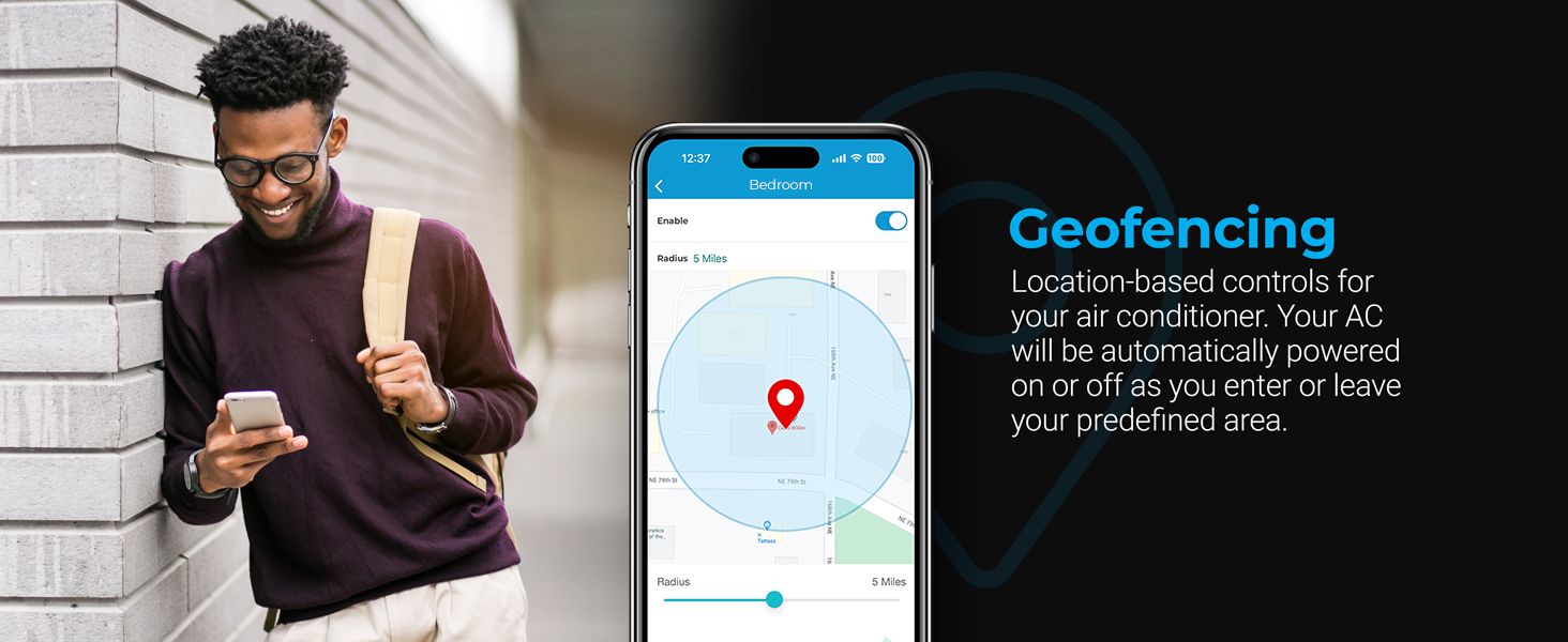 Geofencing for location based controls with Cielo Breez Lite smart AC controller