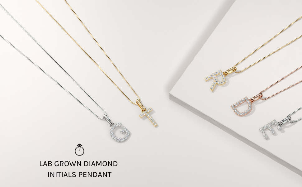 Peora Initial Letter Alphabet Pendant Diamonds Big letter Sterling silver jewelry women yellow rose