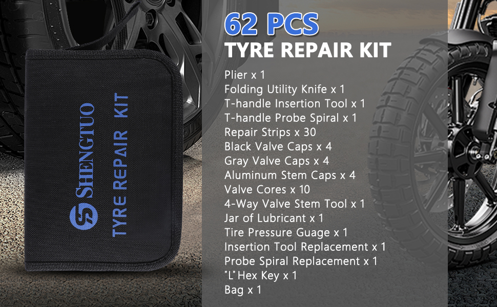 Tire Repair Kit 62PCS
