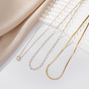 3pcs gold necklaces set