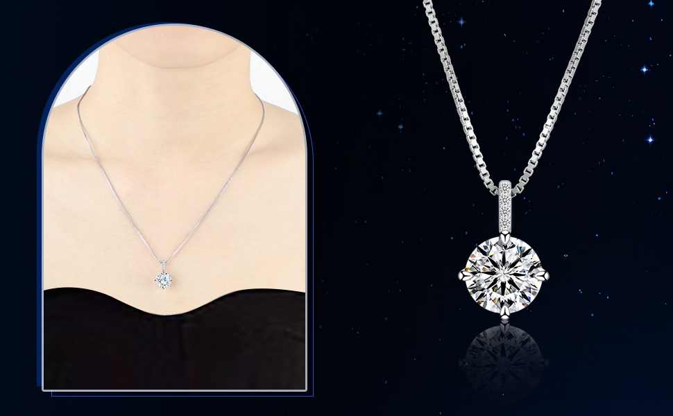 DELEYOMEJIA Women Moissanite Solitaire Diamond Pendant Necklace