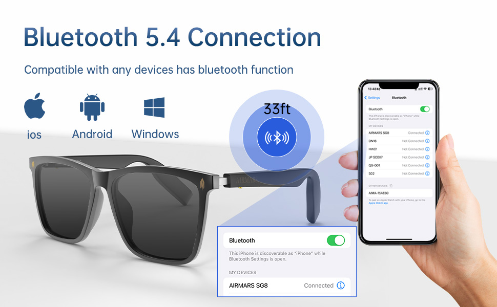 Smart Sunglasses Latest Bluetooth 5.4 Connection