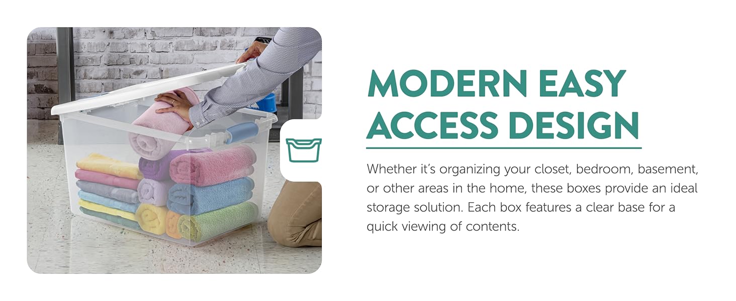 Modern easy access design. Each box features a clear base for a quick viewing of contents.