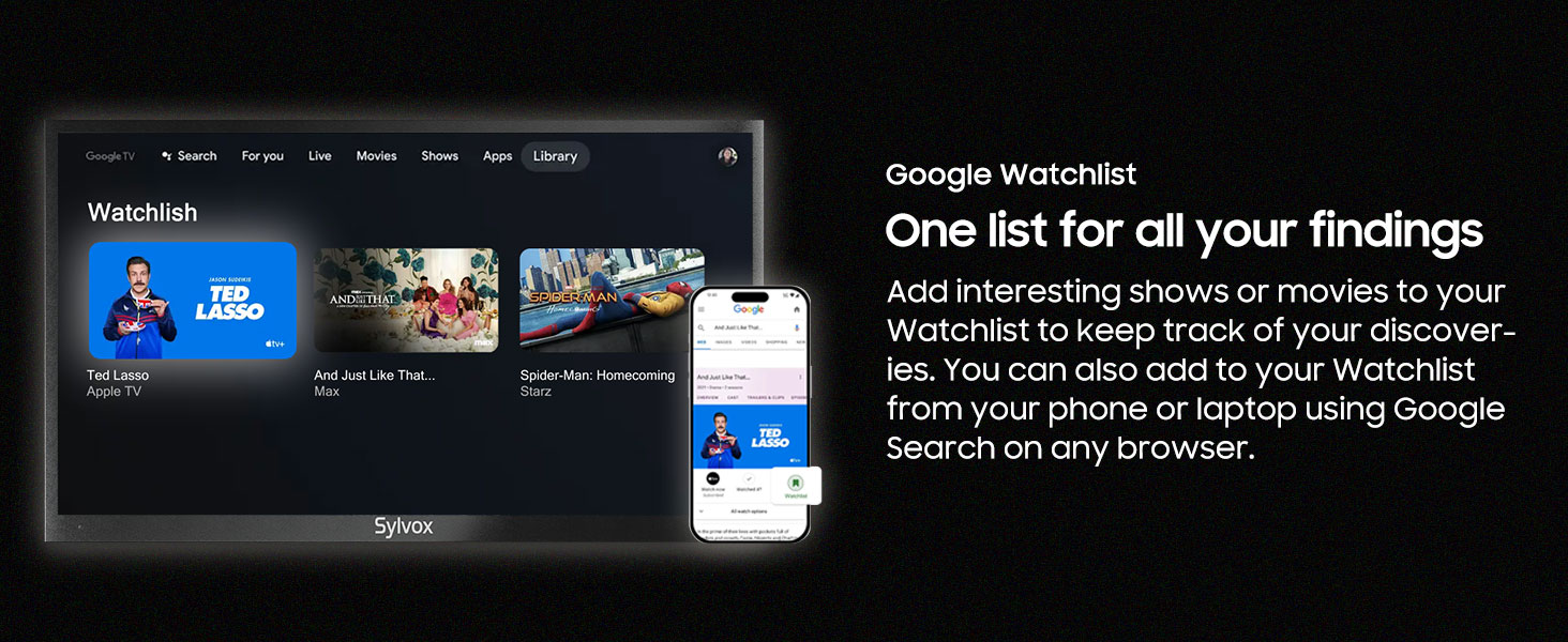 Google TV built your watchlist streaming IP55 waterproof TV for outdoor