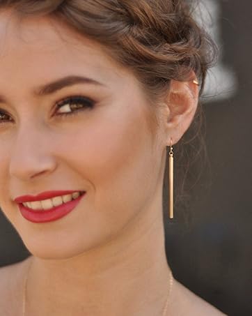 Gold Long Bar Dangle Earring
