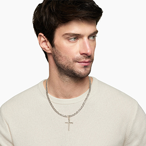 Silver Cross Necklace for Men Cross Chain Mens Cross Necklace Cuabn Link Chain Jewelry Gifts for Him