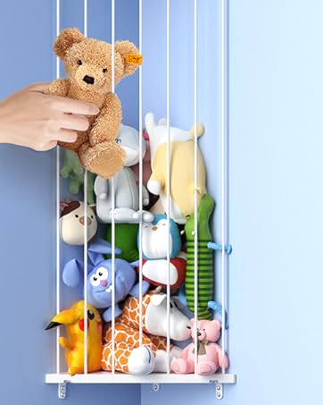 Corner Stuffed Animal Storage Toy Organizer Wall Mount Shelf