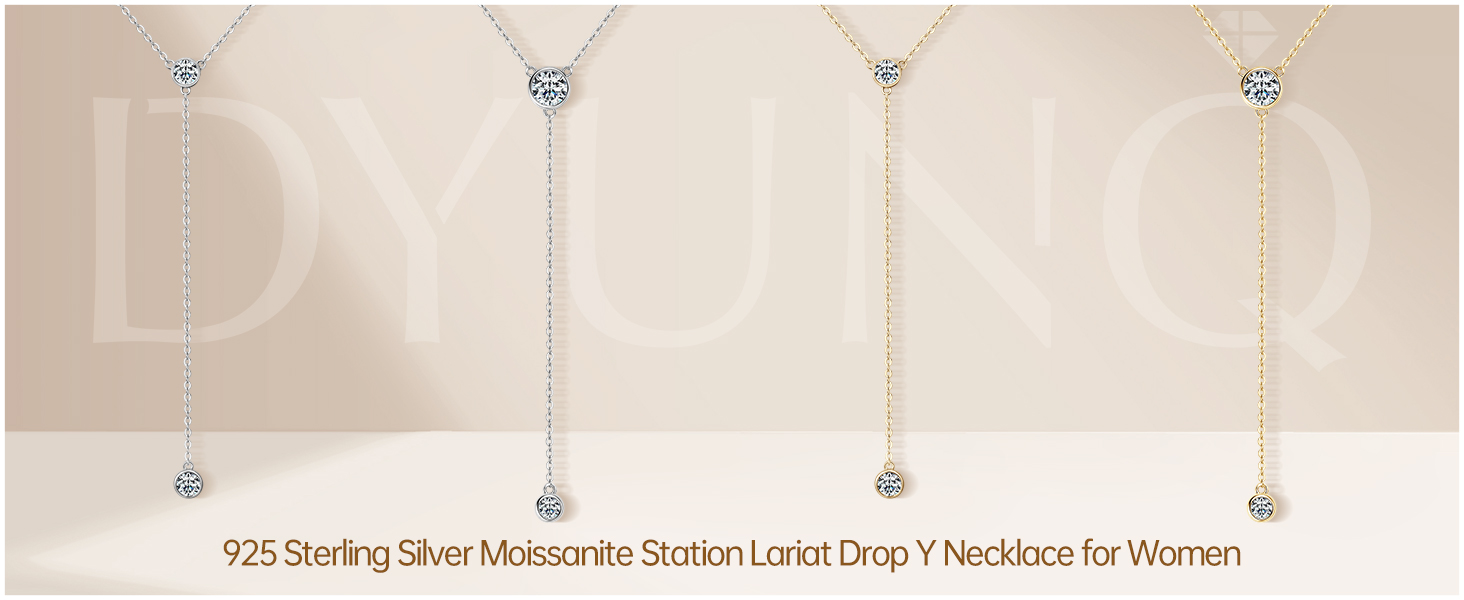 Moissanite Lariat Drop Y  Necklace