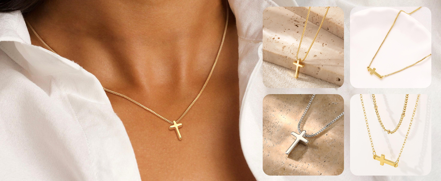dainty cross necklace for women