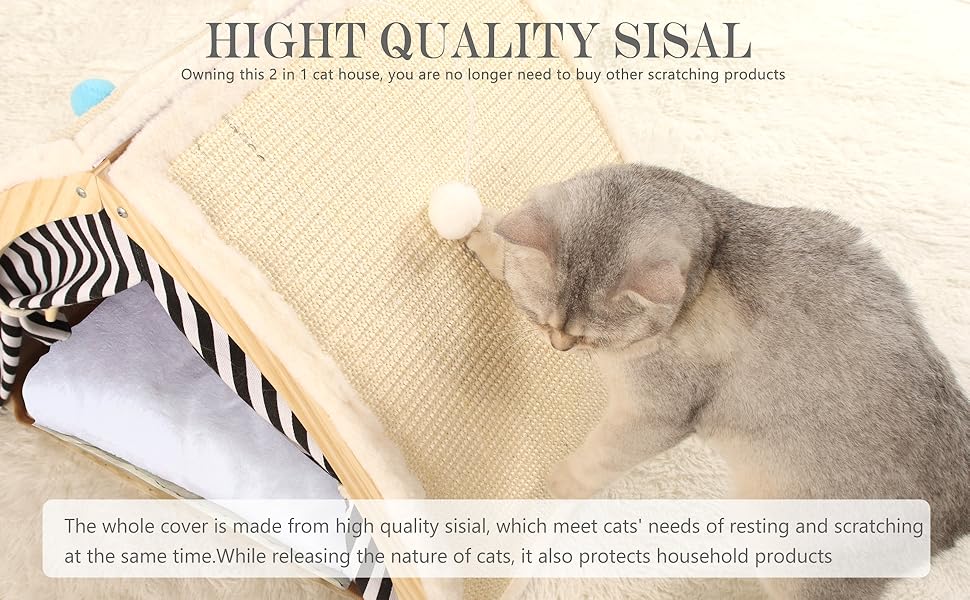cat house with scratching board