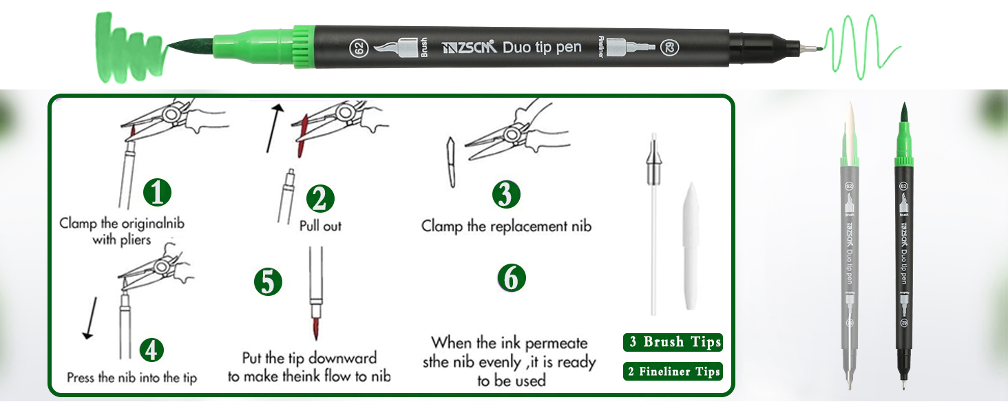 brush tip markers