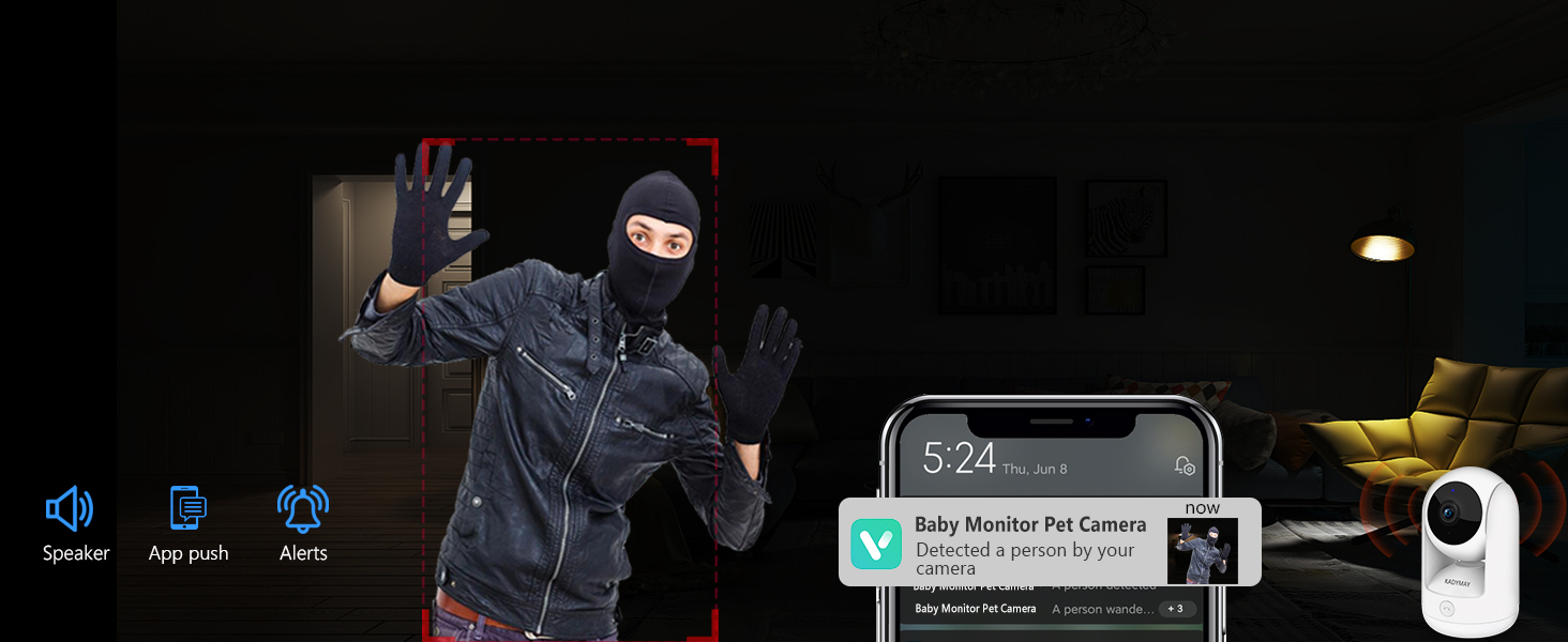  install easy care watching indoors follows infrared monitors required camers mobile built view