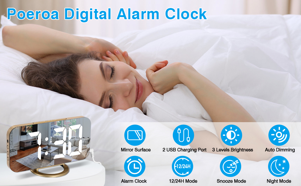 gold Digital Alarm Clock