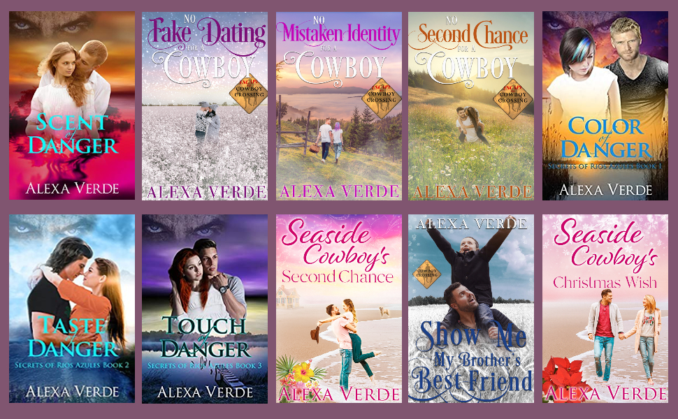 Ten romantic suspense books covers in the Small-town Secrets set by Alexa Verde
