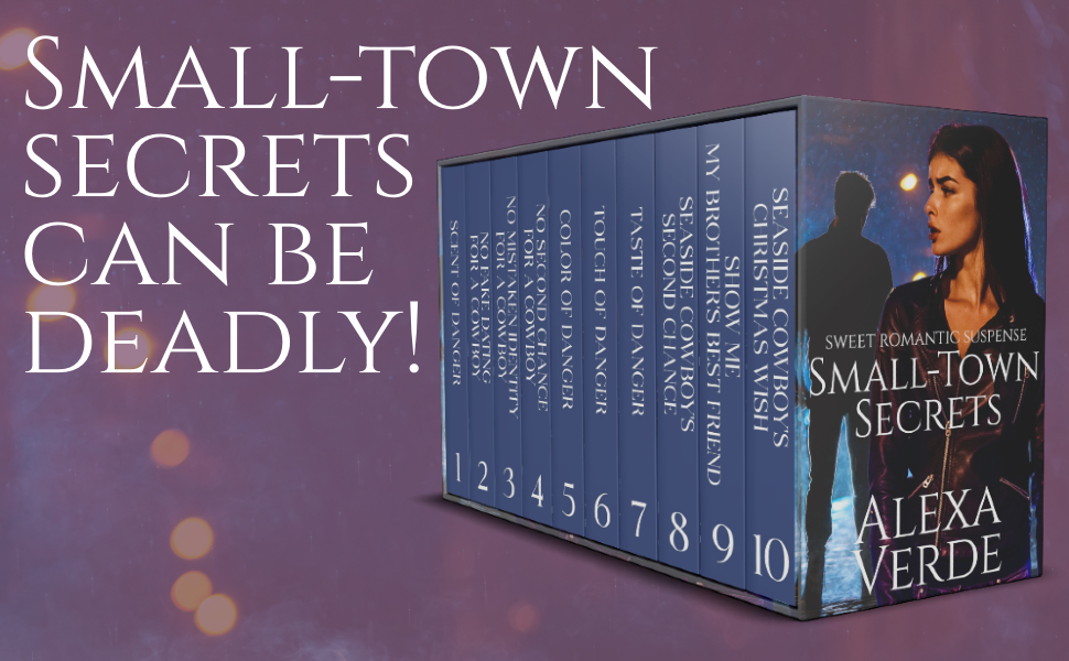 Cover image for romantic suspense ten book set, text Small-town secrets can be deadly!