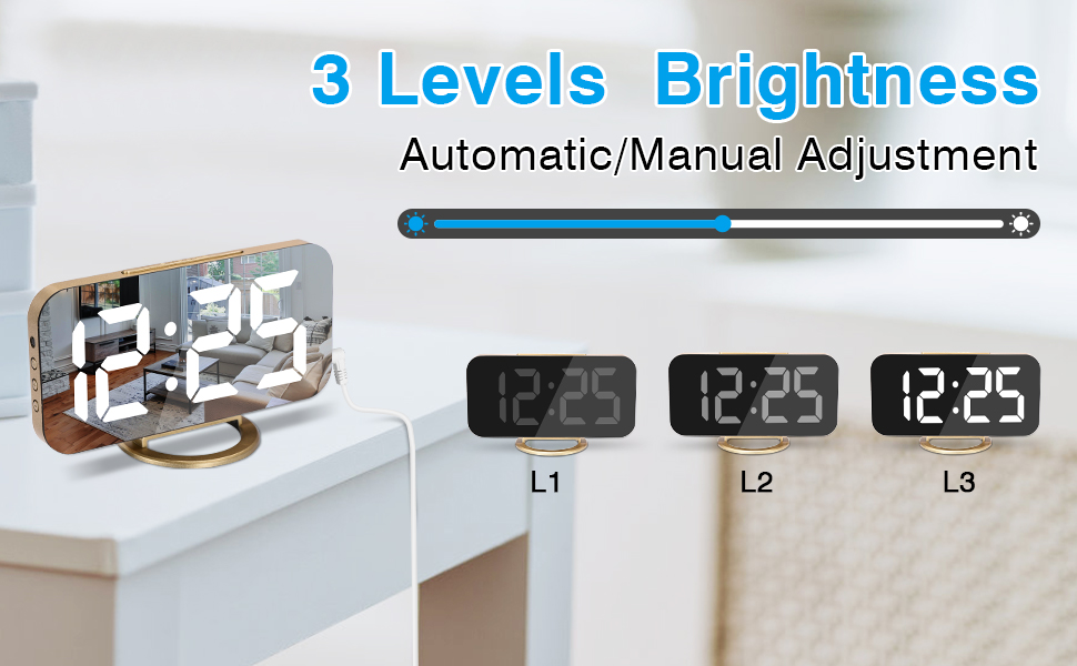 Modern Desktop Electronic Clock gold 