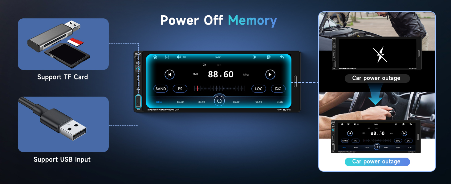 Single Din Car Stereo with Carplay