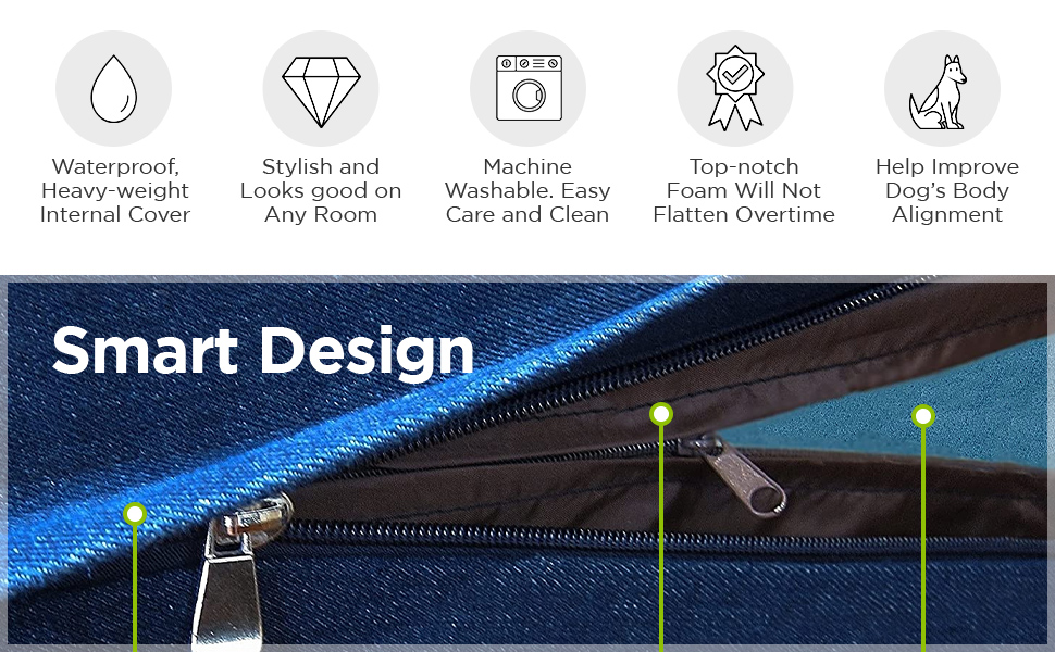Durable Washable Pet Bed External cover for orthopedic memory foam dog pet bed with waterproof case