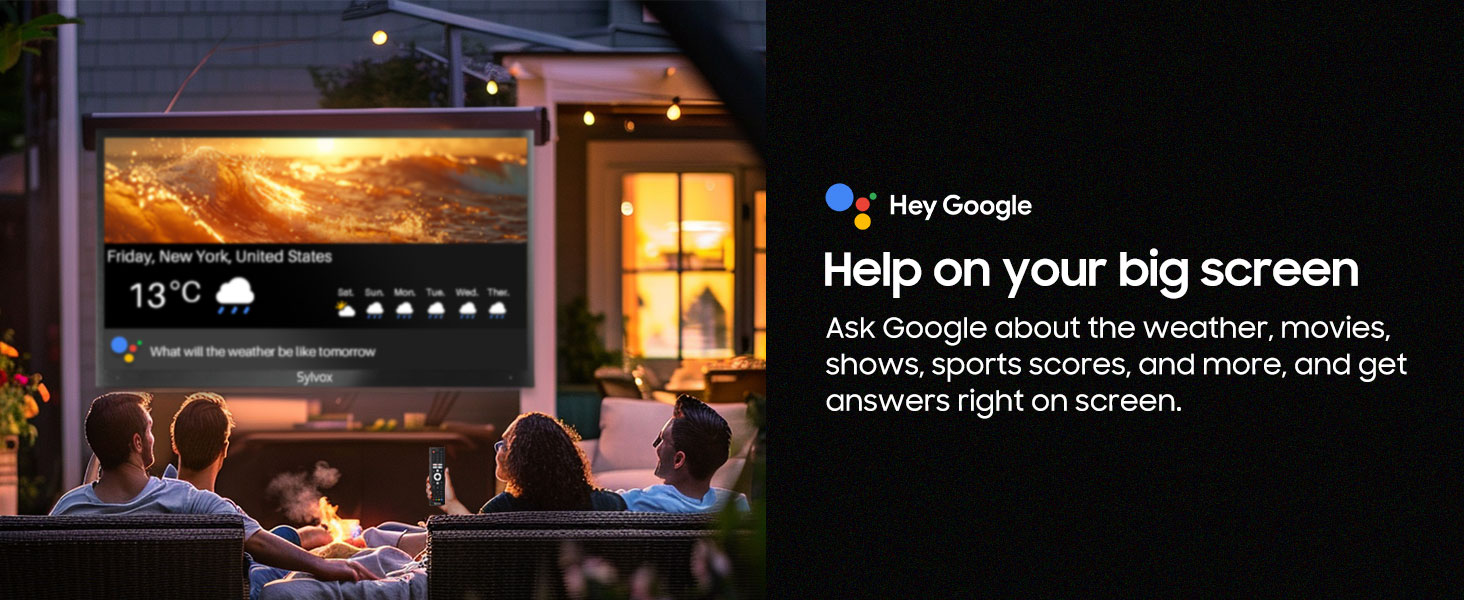 weatherproof TV with voice control Google Assistant smart home online chat Chromecast