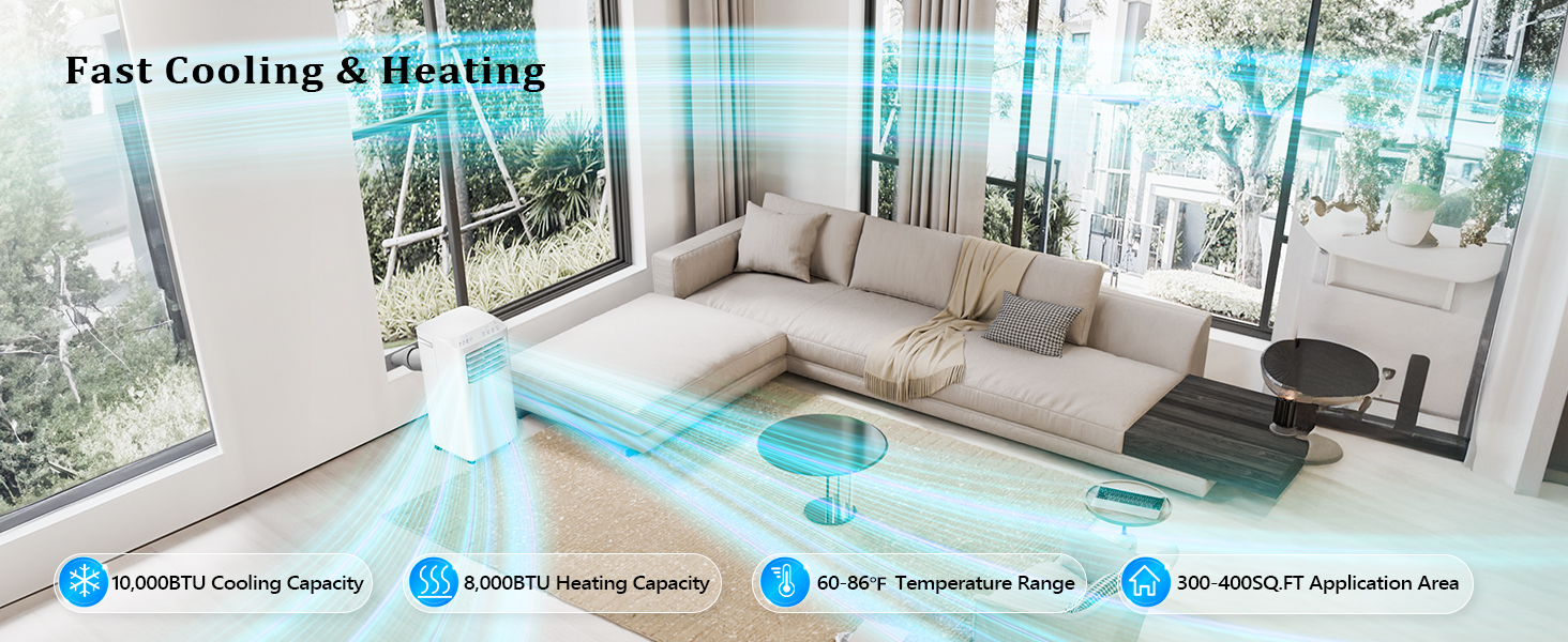 WiFi Smart 10000 BTU Portable Air Conditioner Heater Remote APP Control Cooler Fan Mobile AC Unit
