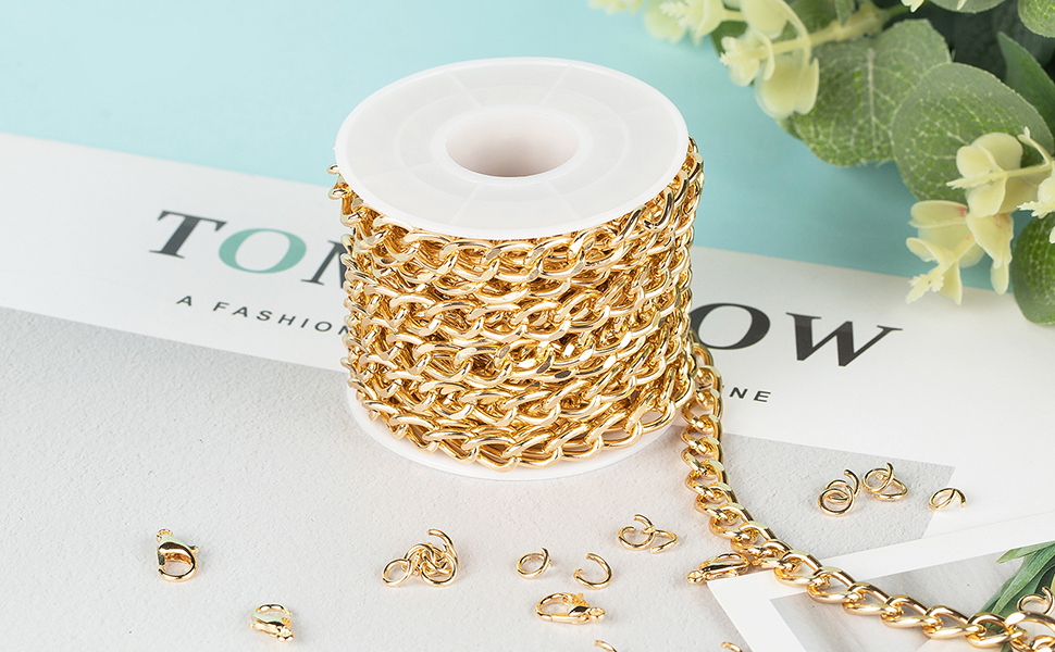 Gold Plated Cuban Chain with Jump Rings and Lobster Clasps