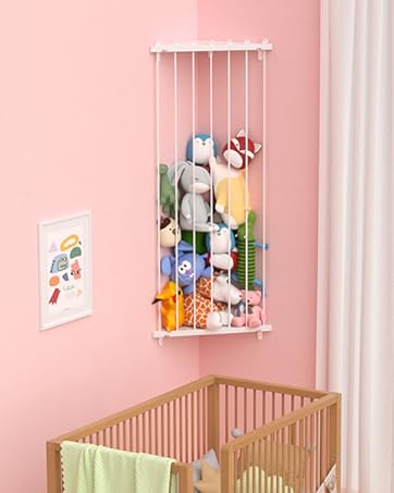 Corner Stuffed Animal Storage Toy Organizer Wall Mount Shelf