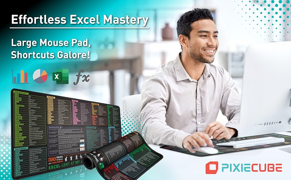 Excel Shortcuts Mouse pad, Desk Pad, Extended Large Mousepad