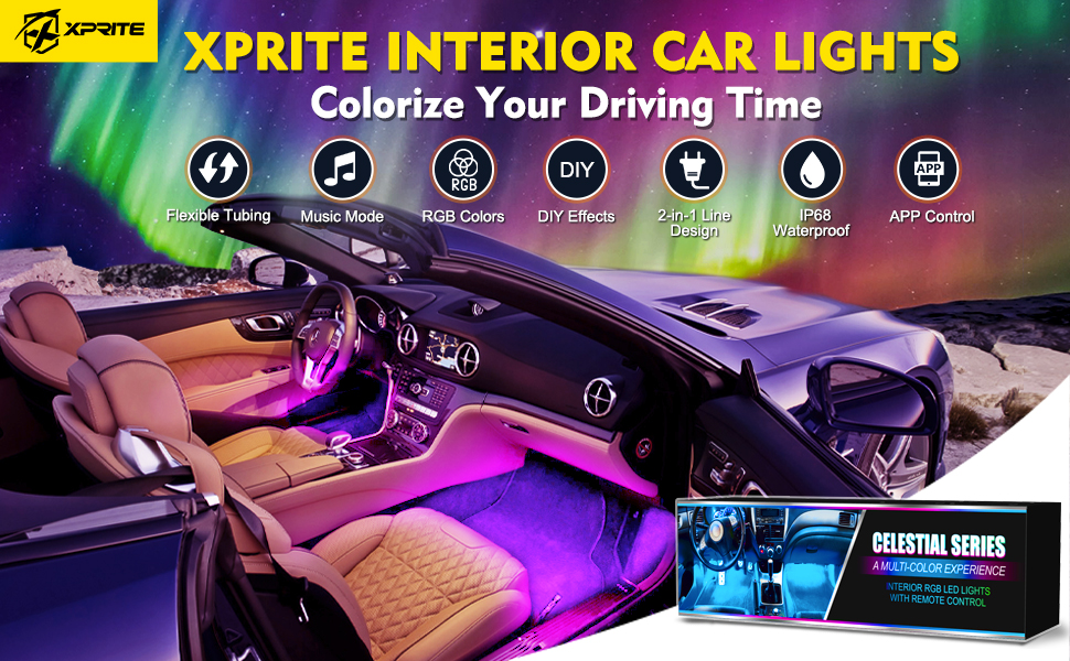 Xprite RGB LED Car Lights Interior 