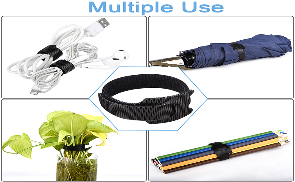 Cable Ties Cord Straps Reusable  Cable Organizer Cord Wrap and Hook Loop Cords Cable Management