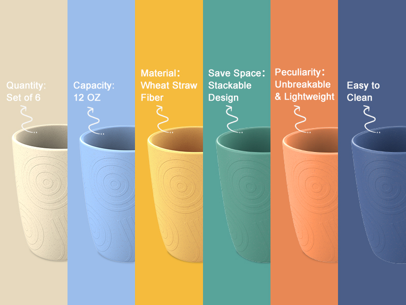 water cup wheat straw cups drinking glasses dishwasher safe cups outdoor cups plastic cup set 