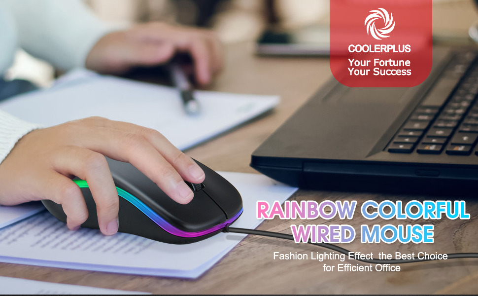 rainbow colorful wired mouse