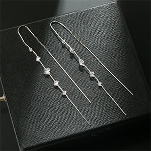 silver threader earrings for women 