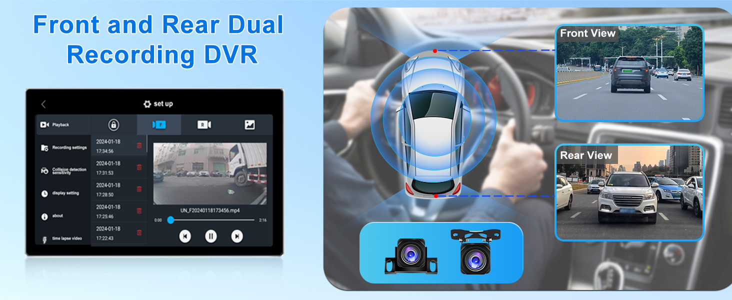 double din android car stereo with front and backup camera