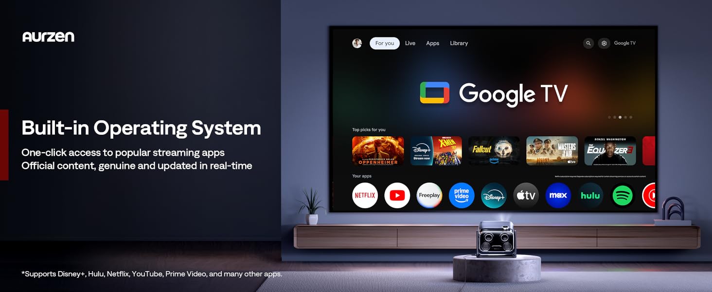  Aurzen BOOM mini 4-in-1 Smart Projector Built-in Google TV