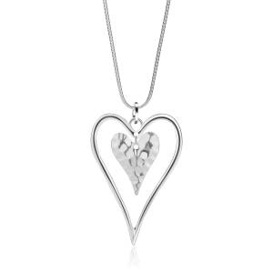 long silver heart necklace