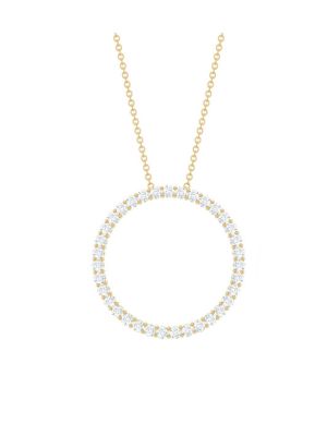 Lab Grown Diamond Eternity Necklace, Ef-Vs Quality, Diamond Circle Pendant With Chain